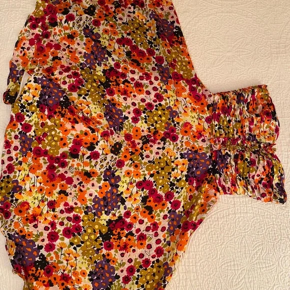 Donna Morgan Strapless Floral Dress Bright Pink/ Orange Lightweight - Picture 7 of 7